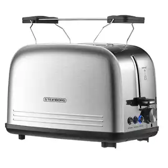 Netto Marken-Discount Steinborg 2 Scheiben Edelstahl Toaster mit Brötchenaufsatz Krümelschublade 850W Angebot