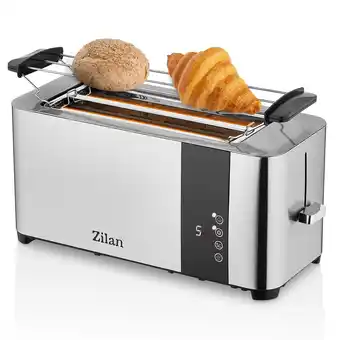 Netto Marken-Discount Zilan Edelstahl Langschlitz Toaster mit Brötchenaufsatz und Krümelschublade 1400 W Angebot