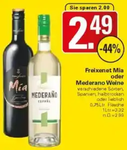 WEZ Freixenet Mia oder Mederano Weine Angebot