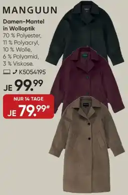 Galeria MANGUUN Damen-Mantel in Wolloptik Angebot