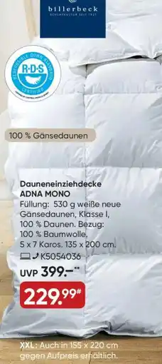 Galeria Billerbeck Dauneneinziehdecke ADNA MONO Angebot