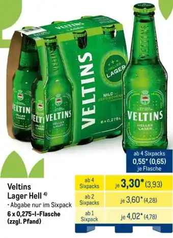 METRO Veltins Lager Hell Angebot