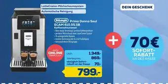 Euronics Delonghi prima donna soul ecam 610.55.sb kaffeevollautomat Angebot