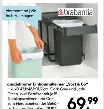 Hellweg Brabantia ausziehbarer einbaumülleimer sort & go Angebot