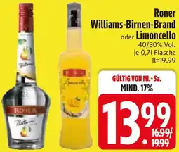 Edeka Roner Williams-Birnen-Brand oder Limoncello Angebot