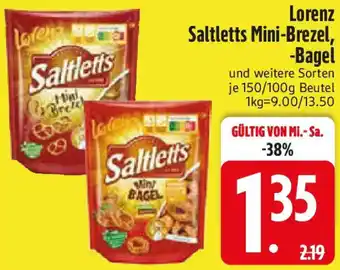Edeka Lorenz Saltletts Mini-Brezel, Bagel Angebot