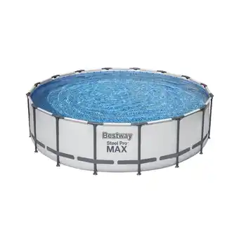 Netto Marken-Discount Bestway Steel Pro MAX Frame Pool Komplett-Set mit Filterpumpe Ø 488 x 122 cm , lichtgrau, rund Angebot