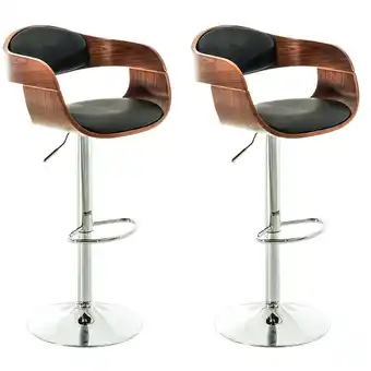 Netto Marken-Discount TPFLiving 2er Set Barhocker Kingsley Holz/Kunstleder Walnuss/Creme Angebot