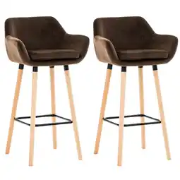 Netto Marken-Discount TPFLiving 2er Set Barhocker Grande Gestell Holz Samt Rot Angebot
