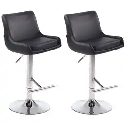 Netto Marken-Discount TPFLiving 2er Set Barhocker Cludo Gestell Metall in Chromoptik Kunstleder Braun Angebot