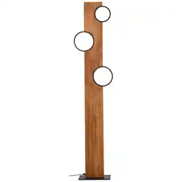 Netto Marken-Discount Brilliant Lampe Cheesy LED Stehleuchte 140cm matt schwarz/holz braun 20 W LED integriert Angebot