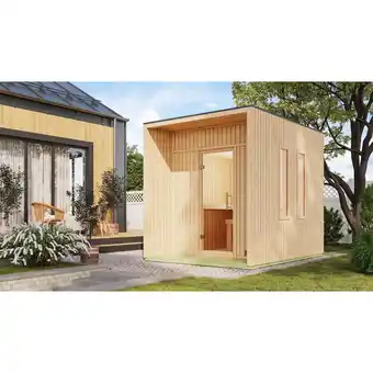 Netto Marken-Discount Karibu 73 mm Saunahaus Lejana inkl. Saunaofen mit eingebauter Steuerung 9 kW schwarz Angebot