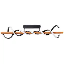 Netto Marken-Discount Brilliant LED Deckenleuchte Amalia 80 cm, 5200 lm, 3000K, dimmbar, Holz, schwarz/braun Angebot
