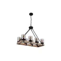 Netto Marken-Discount Hängeleuchte, Metall, Holz, rauchfarben, 8 Flammig, L 75 cm Angebot
