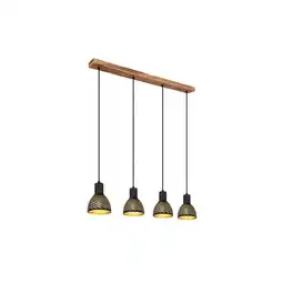 Netto Marken-Discount Hängelampe, Metall schwarz gold, Holzoptik, H 120 cm Angebot