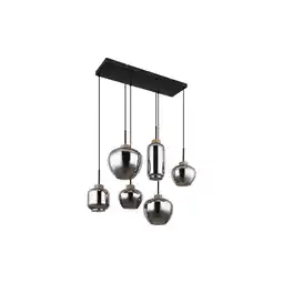 Netto Marken-Discount Pendelleuchte, Metall, Schwarz-matt, Glas Rauchfarbe, L 80 cm Angebot