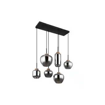 Netto Marken-Discount Pendelleuchte, Metall, Schwarz-matt, Glas Rauchfarbe, L 80 cm Angebot