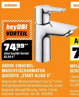OBI GROHE EINHEBEL- WASCHTISCHARMATUR QUICKFIX,,START ALIRA S" Angebot