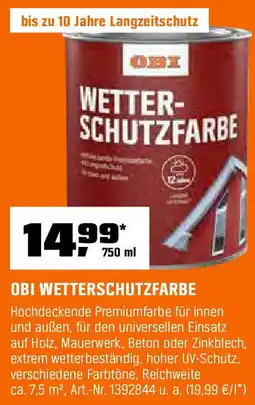 OBI OBI WETTERSCHUTZFARBE Angebot