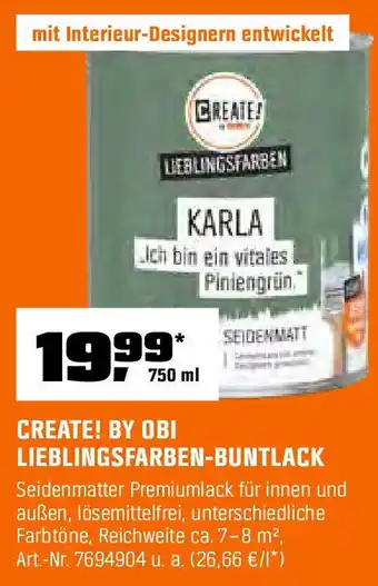 OBI CREATE! BY OBI LIEBLINGSFARBEN-BUNTLACK Angebot