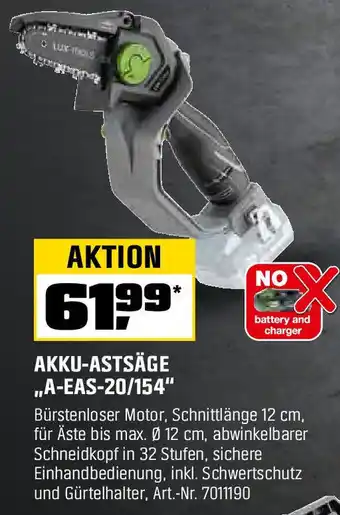 OBI LUX TOOLS AKKU-ASTSÄGE "A-EAS-20/154" Angebot