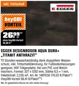 OBI EGGER DESIGNBODEN AQUA DURA+ ,,TITANIT ANTHRAZIT" Angebot