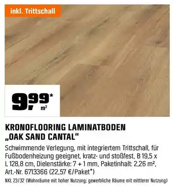 OBI KRONOFLOORING LAMINATBODEN ,,OAK SAND CANTAL" Angebot