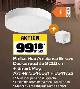OBI Philips Hue Ambiance Enrave Deckenleuchte S 26,1 cm + Smart Plug Angebot