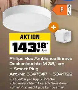 OBI Philips Hue Ambiance Enrave Deckenleuchte M 38,1 cm + Smart Plug Angebot