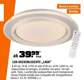 OBI LED-DECKENLEUCHTE „LAGO" Angebot