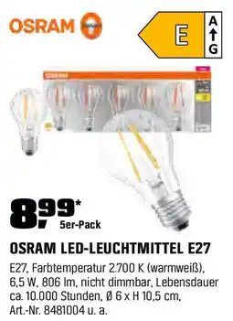 OBI OSRAM LED-LEUCHTMITTEL E27 5er-Pack Angebot