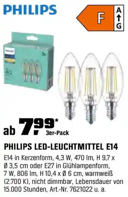OBI PHILIPS LED-LEUCHTMITTEL E14 3er-Pack Angebot