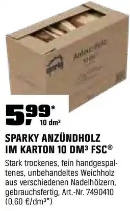 OBI SPARKY ANZÜNDHOLZ IM KARTON 10 DM³ Angebot