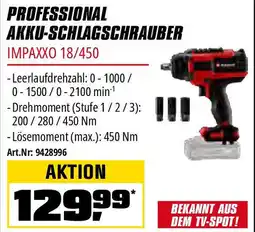 OBI Einhell PROFESSIONAL AKKU-SCHLAGSCHRAUBER IMPAXXO 18/450 Angebot