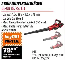 OBI Einhell AKKU-UNIVERSALBLÄSER GE-UB 18/250 Li E Angebot