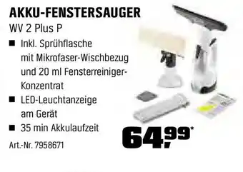 OBI KÄRCHER AKKU-FENSTERSAUGER WV 2 Plus P Angebot
