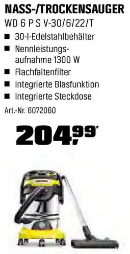 OBI KÄRCHER NASS-/TROCKENSAUGER WD 6 PS V-30/6/22/T Angebot