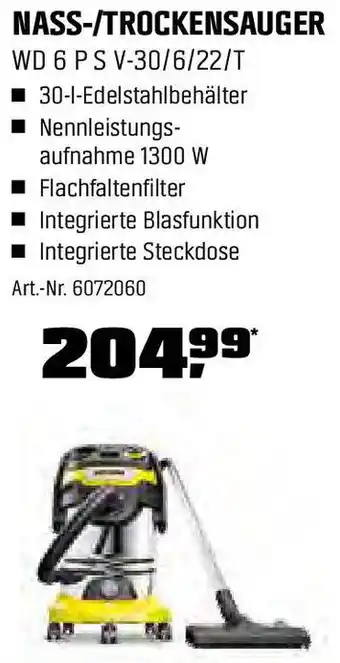 OBI KÄRCHER NASS-/TROCKENSAUGER WD 6 PS V-30/6/22/T Angebot