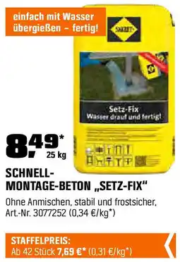 OBI Sacret SCHNELL- MONTAGE-BETON,,SETZ-FIX" Angebot