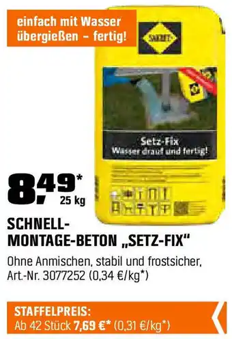 OBI Sacret SCHNELL- MONTAGE-BETON,,SETZ-FIX" Angebot