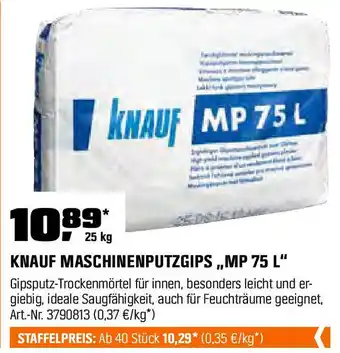 OBI KNAUF MASCHINENPUTZGIPS „MP 75 L" Angebot