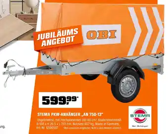 OBI STEMA PKW-ANHÄNGER „AN 750-13" Angebot