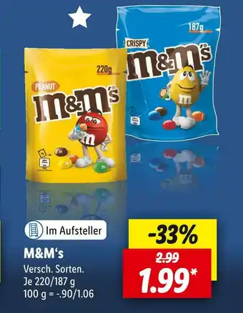 Lidl M&m‘s schokolinsen Angebot