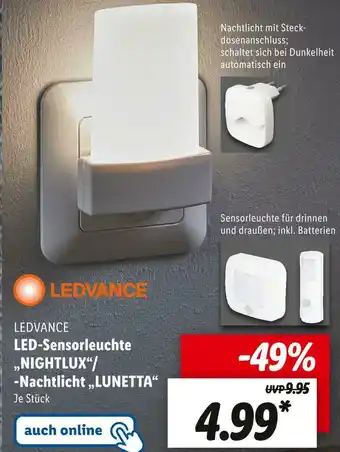 Lidl Ledvance led-sensorleuchte „nightlux“/ -nachtlicht „lunetta“ Angebot