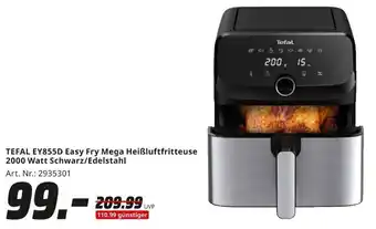 MediaMarkt TEFAL EY855D Easy Fry Mega Heißluftfritteuse 2000 Watt Schwarz/Edelstahl Angebot
