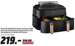 MediaMarkt PHILIPS NA552/00 Steam Airfryer 5000 Series Dual Basket 9L Kapazität (3L+6L) Dampfgarer & Heißluftfritteuse Angebot
