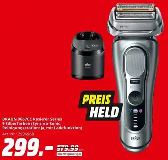 MediaMarkt BRAUN 9667CC Rasierer Series 9 Silberfarben Angebot