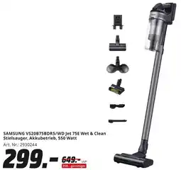 MediaMarkt SAMSUNG VS20B75BDR5/WD Jet 75E Wet & Clean Stielsauger, Akkubetrieb, 550 Watt Angebot