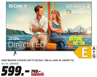 MediaMarkt SONY BRAVIA 3 K43S35 LED TV Angebot