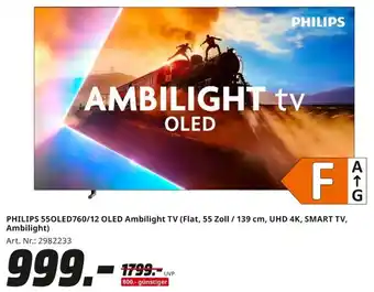 MediaMarkt PHILIPS 550LED760/12 OLED Ambilight TV Angebot